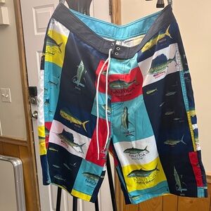 Nautica Men's Colorful Fish Print Swim Shorts new with that tags